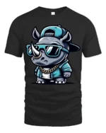 Cool Rhino Wearing Sunglasses Hip Hop Style Graphic T Shirt - black t-shirt on white background