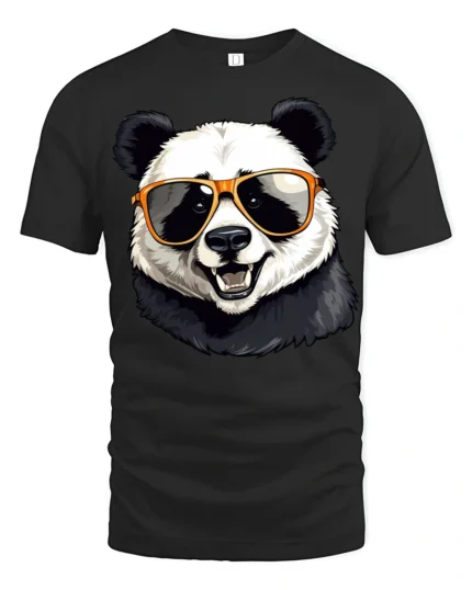 Cool Panda Wearing Sunglasses Funny Animal Graphic T Shirt Style - black t-shirt on white background