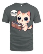 Funny Broke Cat No Money Wallet Cute Cartoon Graphic T Shirt - gray t-shirt on white background