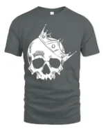 Crowned Skull Queen Graphic T Shirt Edgy Gothic Style Tee - gray t-shirt on white background