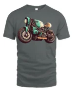 Vintage Cafe Racer Motorcycle Graphic T Shirt Retro Biker Style Tee - gray t-shirt on white background
