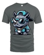 Cool Rhino Wearing Sunglasses Hip Hop Style Graphic T Shirt - gray t-shirt on white background