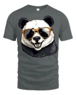Cool Panda Wearing Sunglasses Funny Animal Graphic T Shirt Style - gray t-shirt on white background