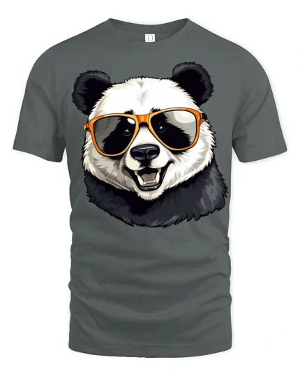 Cool Panda Wearing Sunglasses Funny Animal Graphic T Shirt Style - gray t-shirt on white background