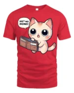 Funny Broke Cat No Money Wallet Cute Cartoon Graphic T Shirt - red t-shirt on white background