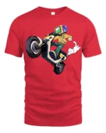 Cyberpunk Rider With TV Head Motorcycle Stunt Graphic T Shirt - red t-shirt on white background