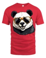 Cool Panda Wearing Sunglasses Funny Animal Graphic T Shirt Style - red t-shirt on white background