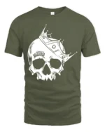 Crowned Skull Queen Graphic T Shirt Edgy Gothic Style Tee - military green t-shirt on white background