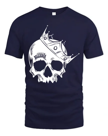 Crowned Skull Queen Graphic T Shirt Edgy Gothic Style Tee - navy t-shirt on white background