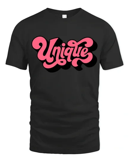 Groovy Pink Script Unique Typography Bold Retro Graphic Tshirt - black t-shirt on white background