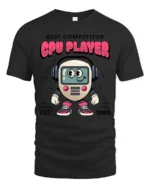 Pro Gamer CPU Player Robot Vintage 1990 Style Graphic Tshirt - black t-shirt on white background