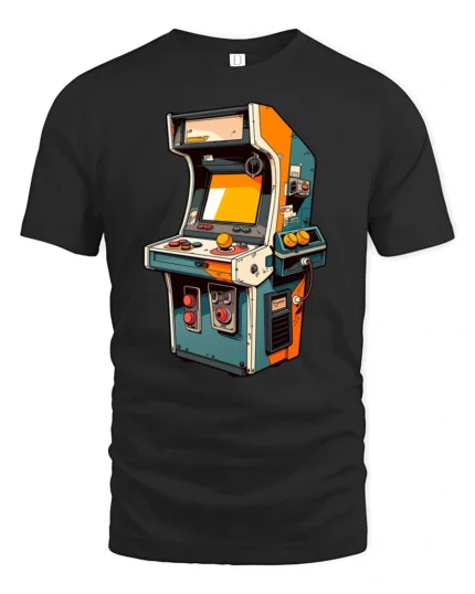 Retro Arcade Machine Joystick Classic Gaming Graphic Tshirt - black t-shirt on white background