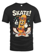 Rad Skater Boy Cartoon Skate 1959 Retro Graphic Tshirt - black t-shirt on white background