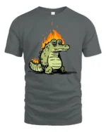 Chill On Fire Gator Smokin Hot Relaxed Graphic Tshirt - gray t-shirt on white background