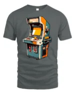 Retro Arcade Machine Joystick Classic Gaming Graphic Tshirt - gray t-shirt on white background