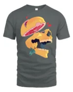 Surreal Sliced Grapefruit Skull Artistic Graphic Tshirt - gray t-shirt on white background