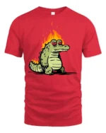 Chill On Fire Gator Smokin Hot Relaxed Graphic Tshirt - red t-shirt on white background