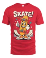 Rad Skater Boy Cartoon Skate 1959 Retro Graphic Tshirt - red t-shirt on white background