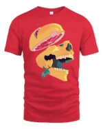 Surreal Sliced Grapefruit Skull Artistic Graphic Tshirt - red t-shirt on white background