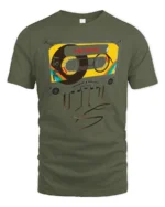 Nostalgic 80s Cassette Tape Memories Retro Graphic Tshirt - military green t-shirt on white background