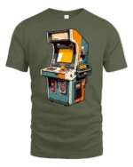Retro Arcade Machine Joystick Classic Gaming Graphic Tshirt - military green t-shirt on white background