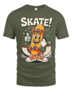 Rad Skater Boy Cartoon Skate 1959 Retro Graphic Tshirt - military green t-shirt on white background