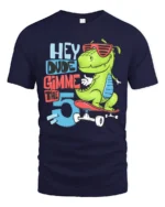 Radical Skater T Rex Hey Dude Gimme The 5 Graphic Tshirt - navy t-shirt on white background