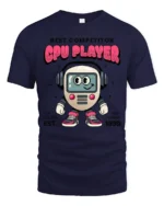 Pro Gamer CPU Player Robot Vintage 1990 Style Graphic Tshirt - navy t-shirt on white background