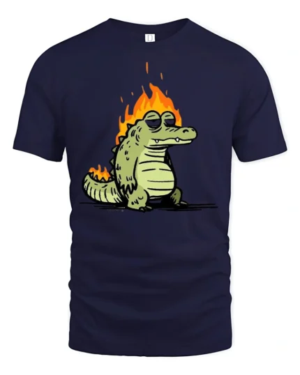 Chill On Fire Gator Smokin Hot Relaxed Graphic Tshirt - navy t-shirt on white background