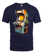 Retro Arcade Machine Joystick Classic Gaming Graphic Tshirt - navy t-shirt on white background