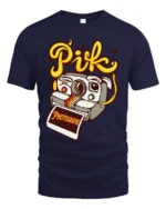 Vintage Camera Character Pik Photographe Graphic Tshirt - navy t-shirt on white background