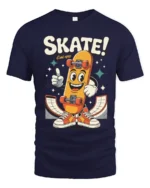 Rad Skater Boy Cartoon Skate 1959 Retro Graphic Tshirt - navy t-shirt on white background