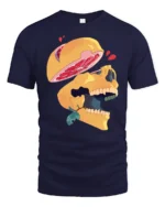Surreal Sliced Grapefruit Skull Artistic Graphic Tshirt - navy t-shirt on white background