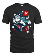 Radical Street Style Shark Snazzy Sneaker Graphic Tee - black t-shirt on white background