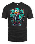 Urban Street Style Duck Hip Hop Graffiti Graphic Tshirt - black t-shirt on white background
