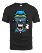 Chilling Tropical Skull Bucket Hat Beach Graphic Tshirt - black t-shirt on white background