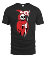 Chibi Red Reaper Die Flag Cute Goth Graphic Tshirt - black t-shirt on white background