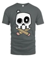 Creative Illustrator Artist Skull Crossed Pencils Graphic Tee - gray t-shirt on white background