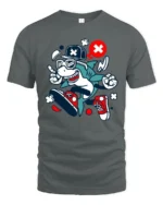 Radical Street Style Shark Snazzy Sneaker Graphic Tee - gray t-shirt on white background