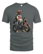 Modern Rider Girl Red Helmet Motorcycle Graphic Tshirt - gray t-shirt on white background