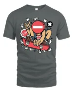 Rebel Skater Stop Sign Head Street Art Graphic Tshirt - gray t-shirt on white background