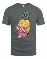 Zesty Pineapple Rockstar Pink Sunglasses Graphic Tshirt - gray t-shirt on white background