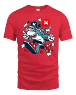 Radical Street Style Shark Snazzy Sneaker Graphic Tee - red t-shirt on white background