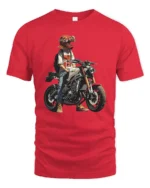 Modern Rider Girl Red Helmet Motorcycle Graphic Tshirt - red t-shirt on white background