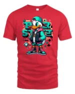 Urban Street Style Duck Hip Hop Graffiti Graphic Tshirt - red t-shirt on white background