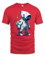 Lil Hypebeast Space Cadet Blue Eye Astronaut Graphic Tee - red t-shirt on white background