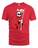 Chibi Red Reaper Die Flag Cute Goth Graphic Tshirt - red t-shirt on white background