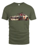 Retro Japanese Drift Car Street Runner Graphic Tshirt - military green t-shirt on white background