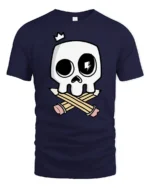 Creative Illustrator Artist Skull Crossed Pencils Graphic Tee - navy t-shirt on white background