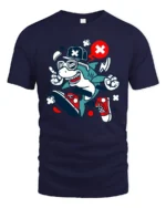 Radical Street Style Shark Snazzy Sneaker Graphic Tee - navy t-shirt on white background